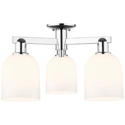 Arcadia Bella 23"W 3 Light Chrome Semi.Flush Mount w/ White Shade