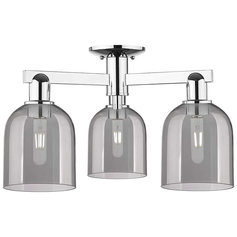 Image 1 Arcadia Bella 23"W 3 Light Chrome Semi-Flush w/ Light Smoke Shade