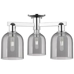 Arcadia Bella 23"W 3 Light Chrome Semi-Flush w/ Light Smoke Shade