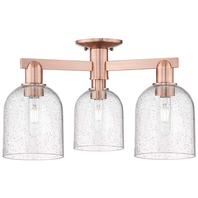 Image 1 Arcadia Bella 23"W 3 Light Copper Semi.Flush Mount With Seedy Shade