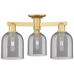 Arcadia Bella 23"W 3 Light Gold Semi.Flush Mount w/ Light Smoke Shade