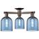 Arcadia Bella 23"W 3 Light Oiled Bronze Semi.Flush Mount w/ Blue Shade