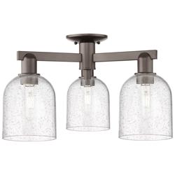 Arcadia Bella 23"W 3 Light Oiled Bronze Semi-Flush w/ Seedy Shade