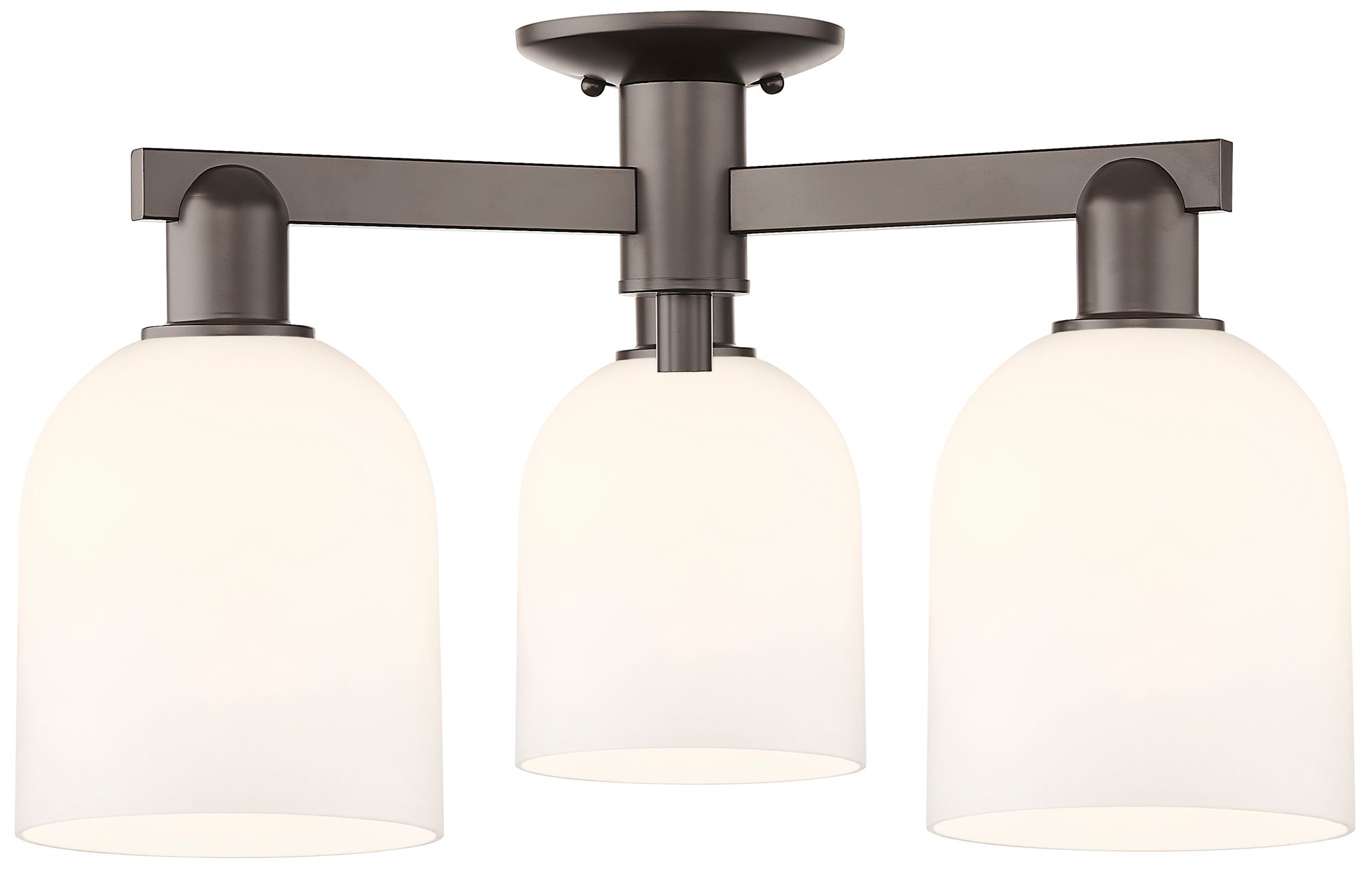 Arcadia Bella 23"W 3 Light Oiled Bronze Semi-Flush w/ White Shade