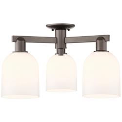 Arcadia Bella 23"W 3 Light Oiled Bronze Semi-Flush w/ White Shade