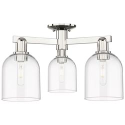 Arcadia Bella 23"W 3 Light Polished Nickel Semi-Flush w/ Clear Shade