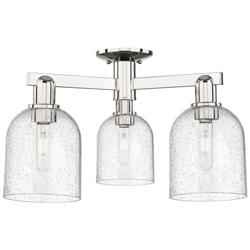 Arcadia Bella 23"W 3 Light Polished Nickel Semi-Flush w/ Seedy Shade