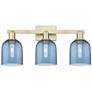 1_Arcadia Bella 25"W 3 Light Antique Brass Vanity Light With Blue Shade