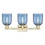 2_Arcadia Bella 25"W 3 Light Antique Brass Vanity Light With Blue Shade more views