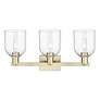 2_Arcadia Bella 25"W 3 Light Antique Brass Vanity Light With Clear Shade more views