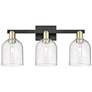 1_Arcadia Bella 25"W 3 Light Black And Brass Vanity Light w/ Seedy Shade