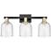 Arcadia Bella 25"W 3 Light Black And Brass Vanity Light w/ Seedy Shade