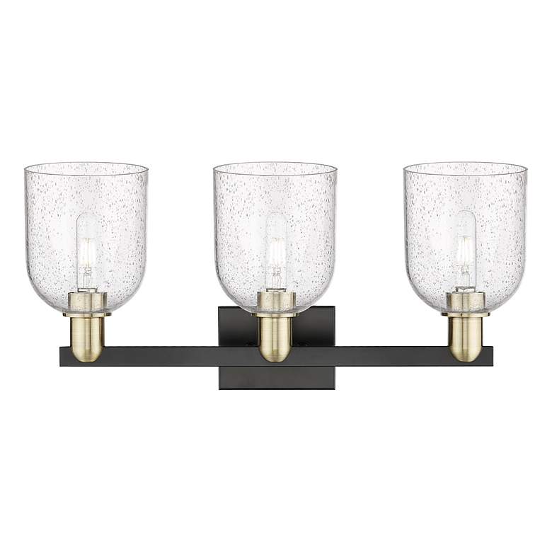 Image 2 Arcadia Bella 25"W 3 Light Black And Brass Vanity Light w/ Seedy Shade more views