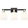 Arcadia Bella 25"W 3 Light Black And Brass Vanity Light w/ White Shade