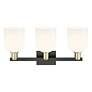 2_Arcadia Bella 25"W 3 Light Black And Brass Vanity Light w/ White Shade more views