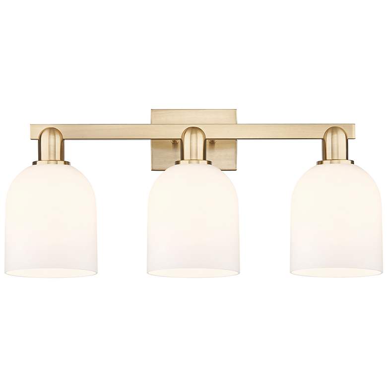 Image 1 Arcadia Bella 25"W 3 Light Bronze Vanity Light w/ White Shade