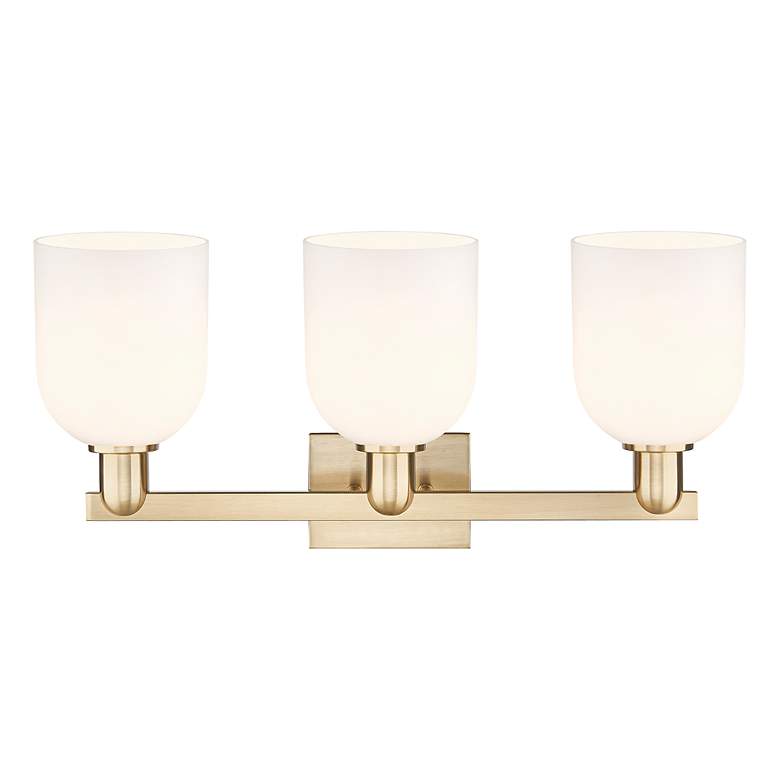 Image 2 Arcadia Bella 25"W 3 Light Bronze Vanity Light w/ White Shade more views