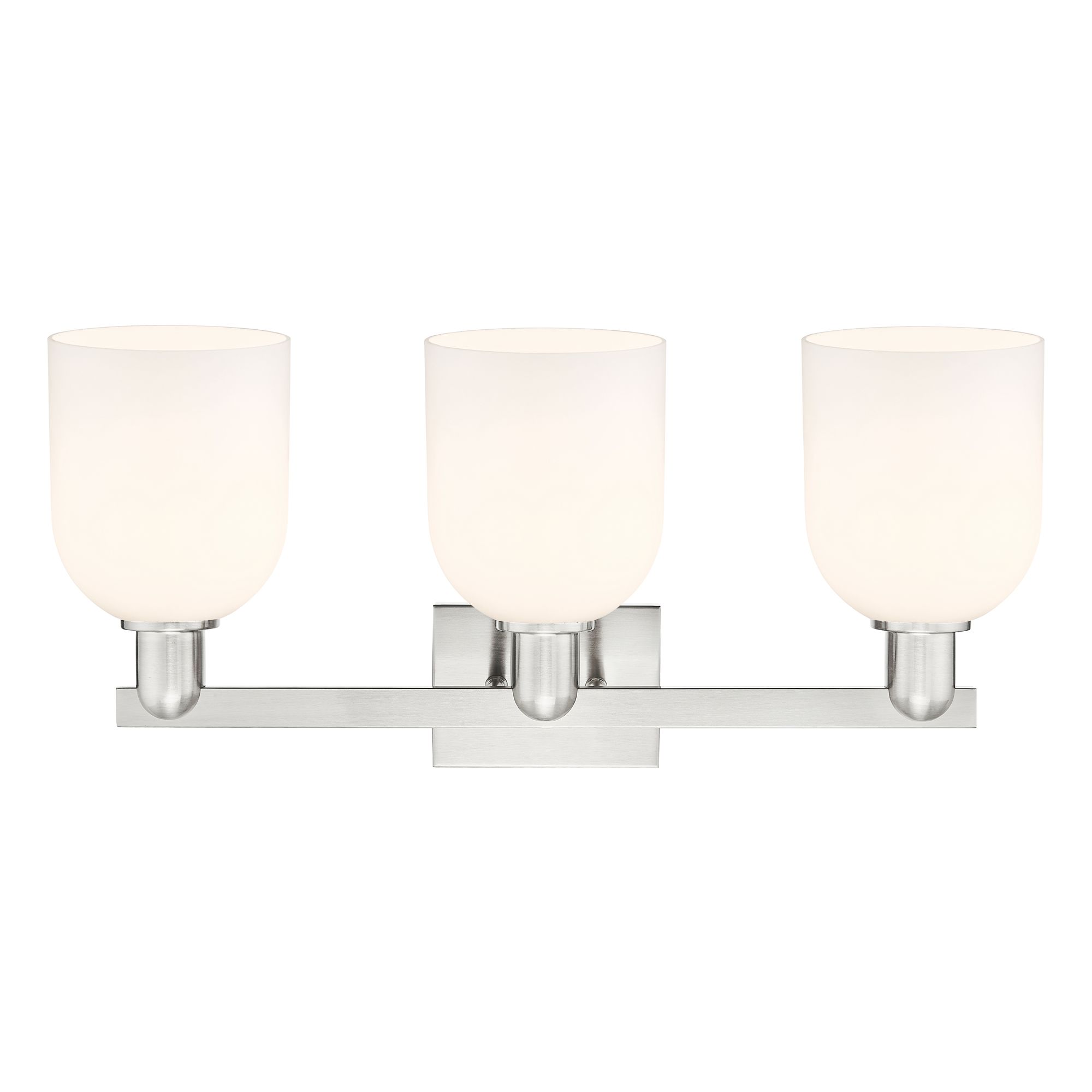 Image 2 Arcadia Bella 25"W 3 Light Brushed Nickel Bath Light With White Shade more views