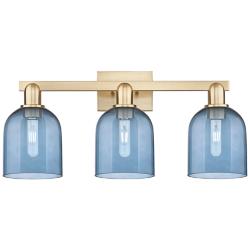Arcadia Bella 25"W 3 Light Champagne Bronze Vanity Light w/ Blue Shade