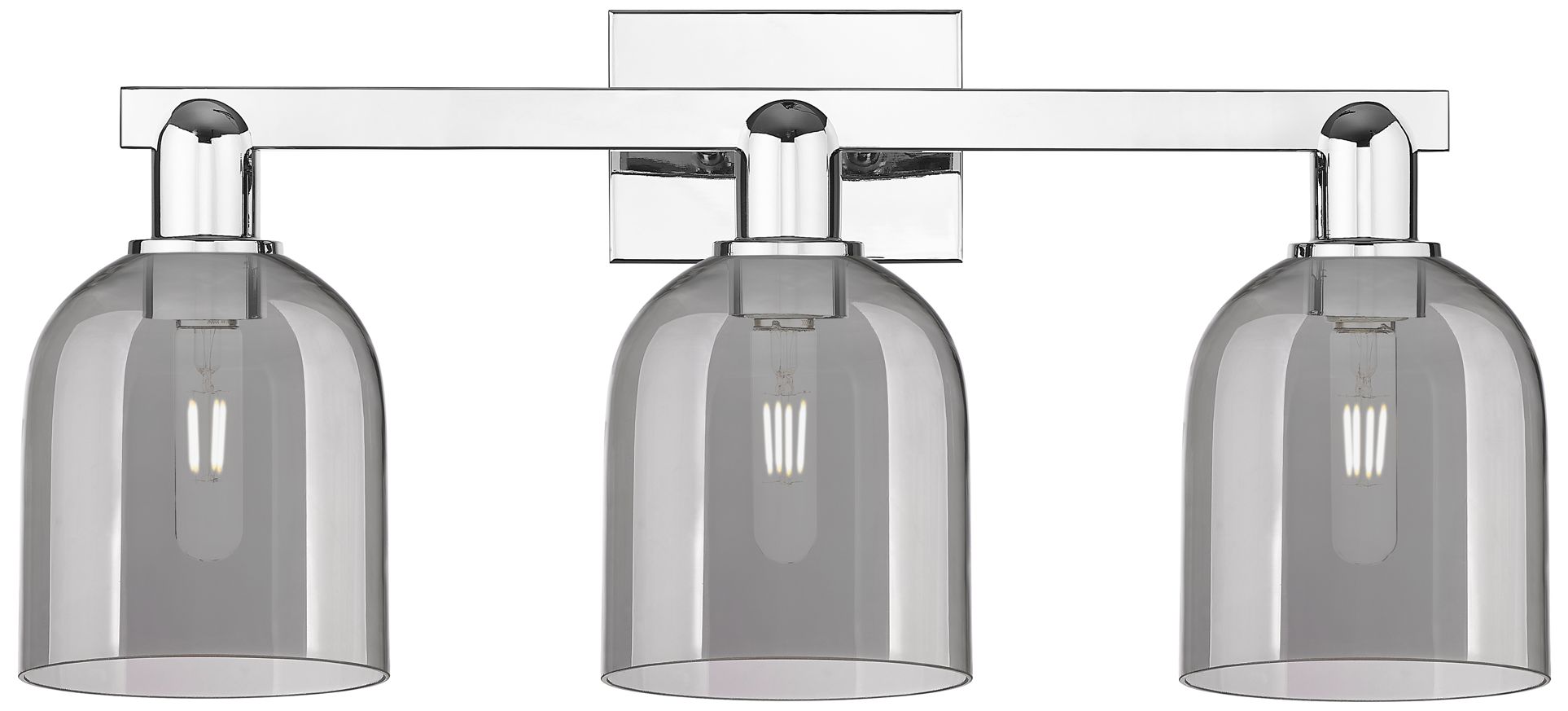 Arcadia Bella 25"W 3 Light Chrome Vanity Light w/ Light Smoke Shade