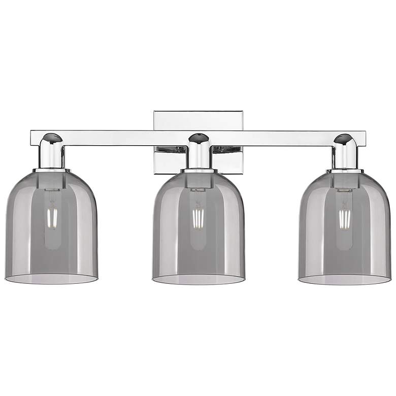 Image 1 Arcadia Bella 25"W 3 Light Chrome Vanity Light w/ Light Smoke Shade