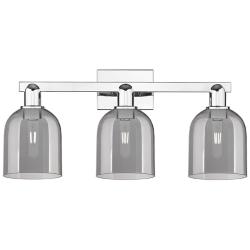 Arcadia Bella 25"W 3 Light Chrome Vanity Light w/ Light Smoke Shade
