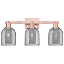 Arcadia Bella 25"W 3 Light Copper Vanity Light With Light Smoke Shade