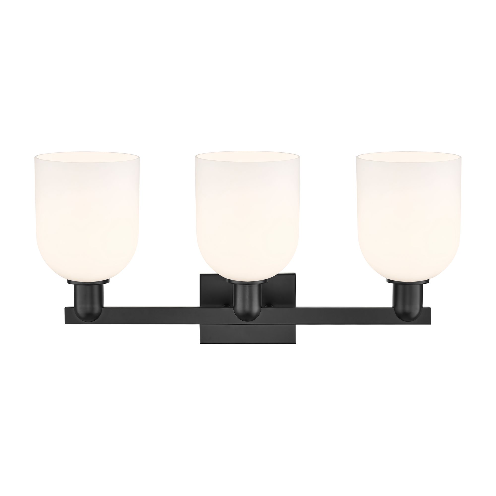 Image 2 Arcadia Bella 25"W 3 Light Matte Black Vanity Light With White Shade more views