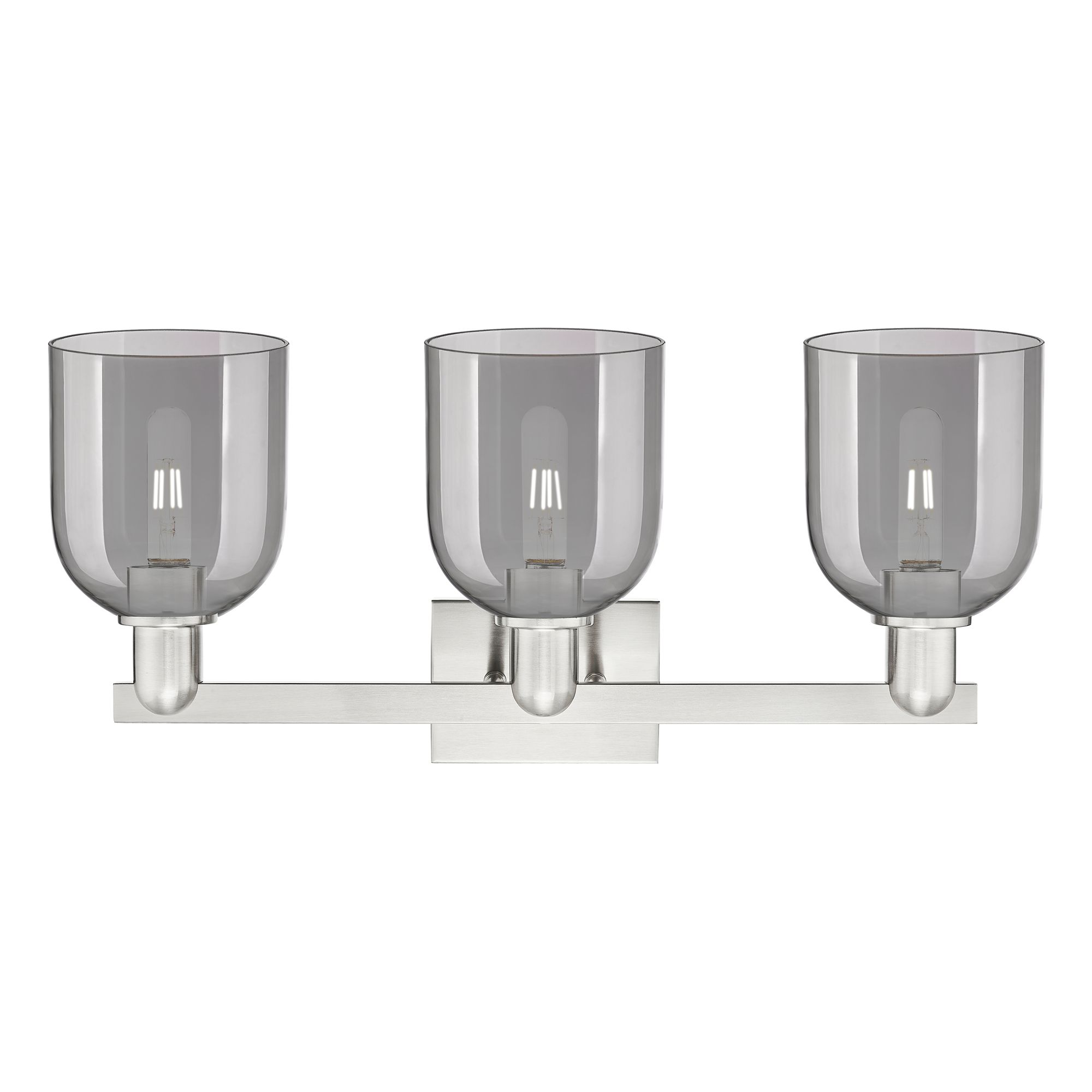 Image 2 Arcadia Bella 25"W 3 Light Nickel Bath Light w/ Light Smoke Shade more views