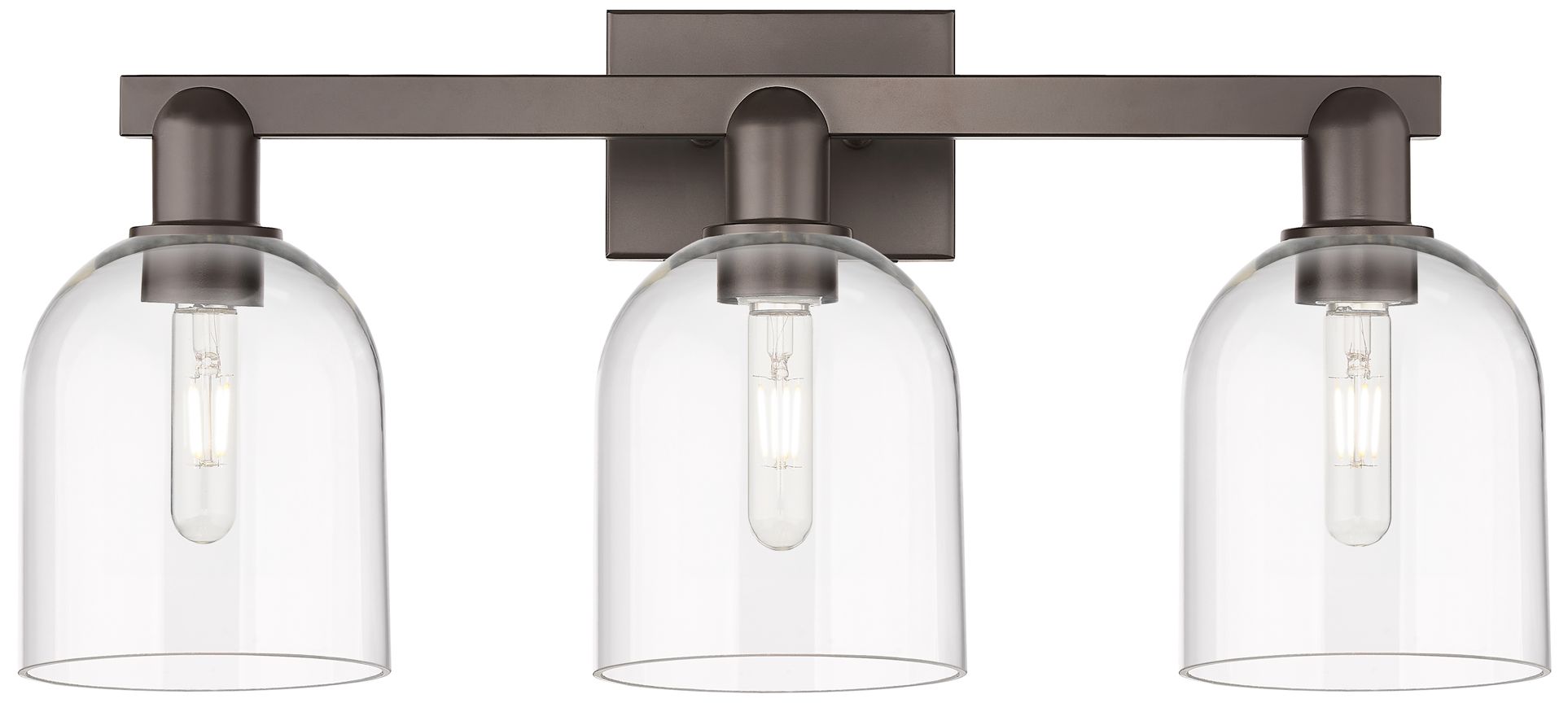 Arcadia Bella 25"W 3 Light Oiled Bronze Vanity Light w/ Clear Shade