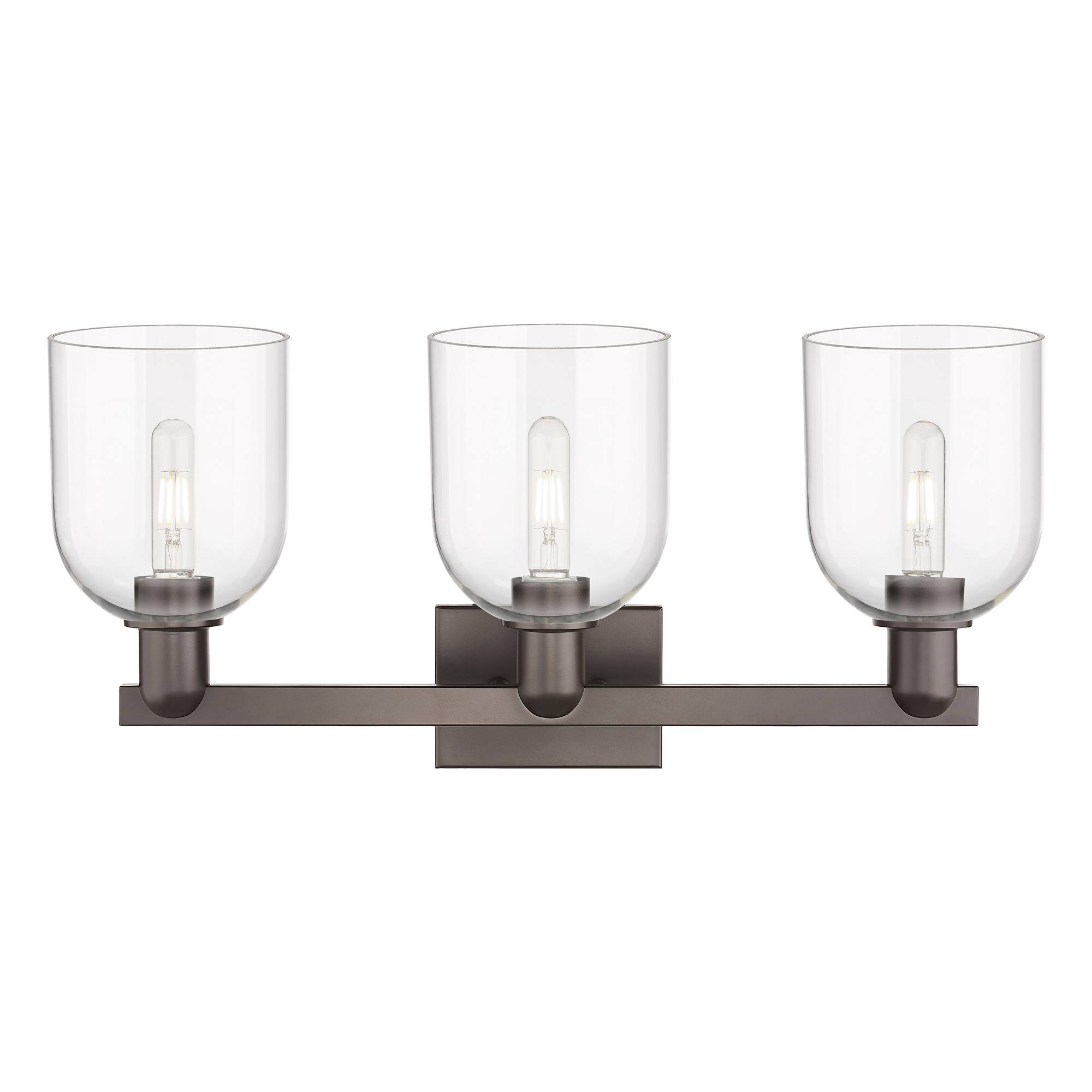 Image 2 Arcadia Bella 25"W 3 Light Oiled Bronze Vanity Light w/ Clear Shade more views