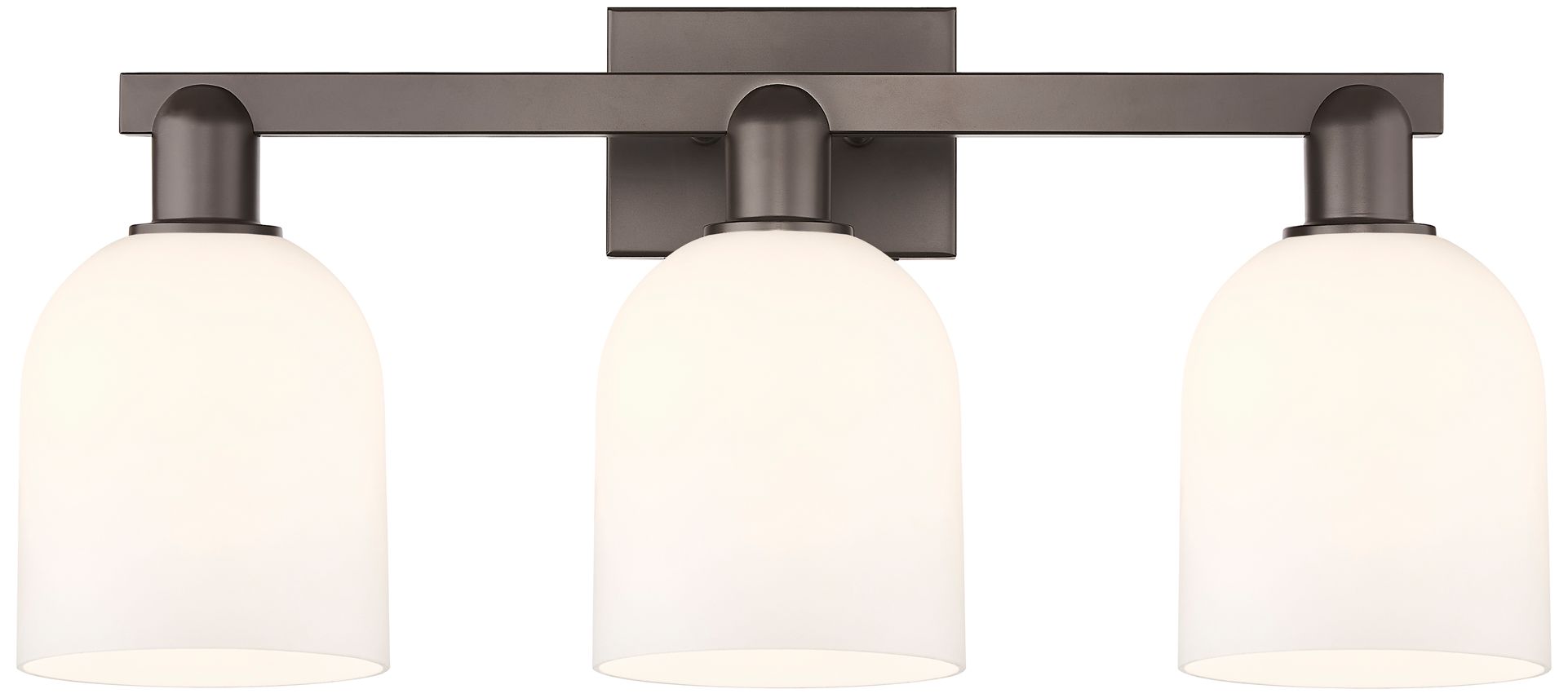 Arcadia Bella 25"W 3 Light Oiled Bronze Vanity Light w/ White Shade