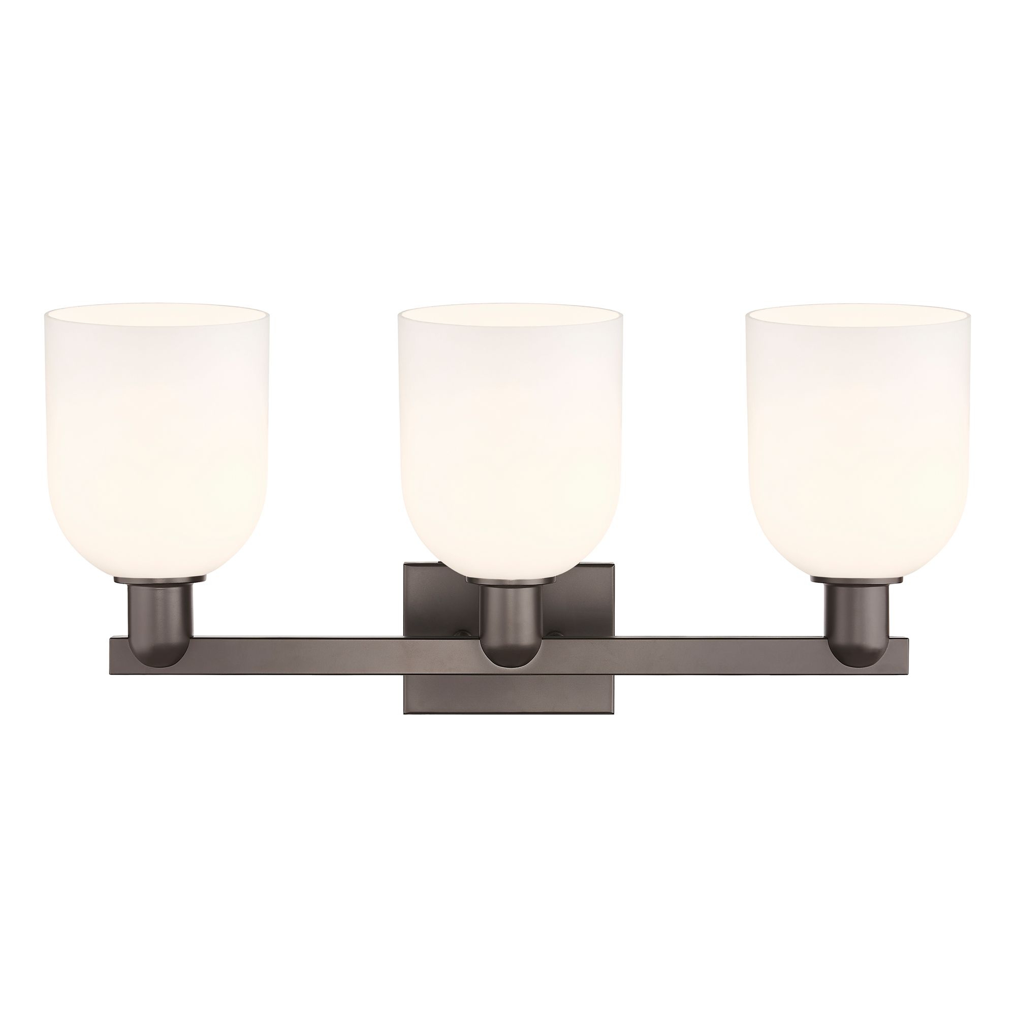 Image 2 Arcadia Bella 25"W 3 Light Oiled Bronze Vanity Light w/ White Shade more views