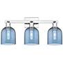 1_Arcadia Bella 25"W 3 Light Polished Chrome Bath Light With Blue Shade