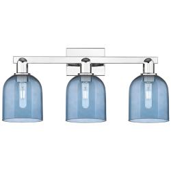 Arcadia Bella 25"W 3 Light Polished Chrome Bath Light With Blue Shade