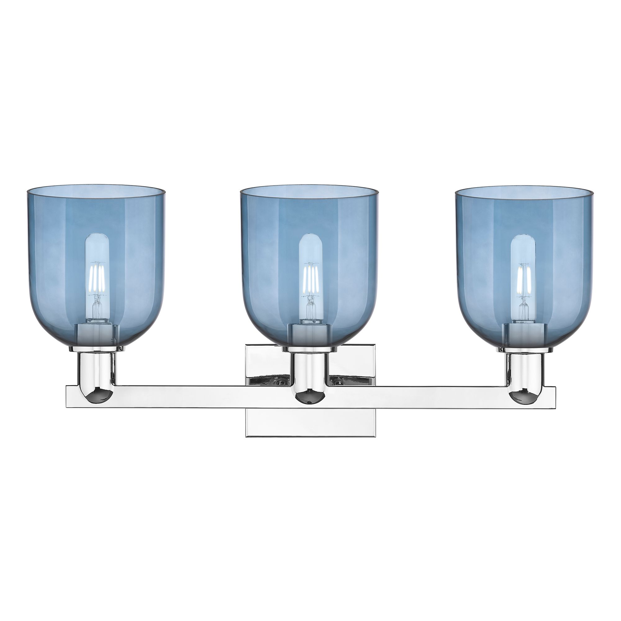 Image 2 Arcadia Bella 25"W 3 Light Polished Chrome Bath Light With Blue Shade more views