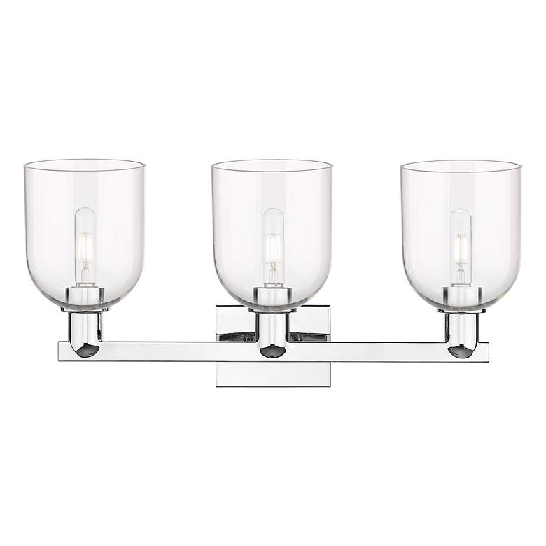 Image 2 Arcadia Bella 25"W 3 Light Polished Chrome Vanity Light w/ Clear Shade more views
