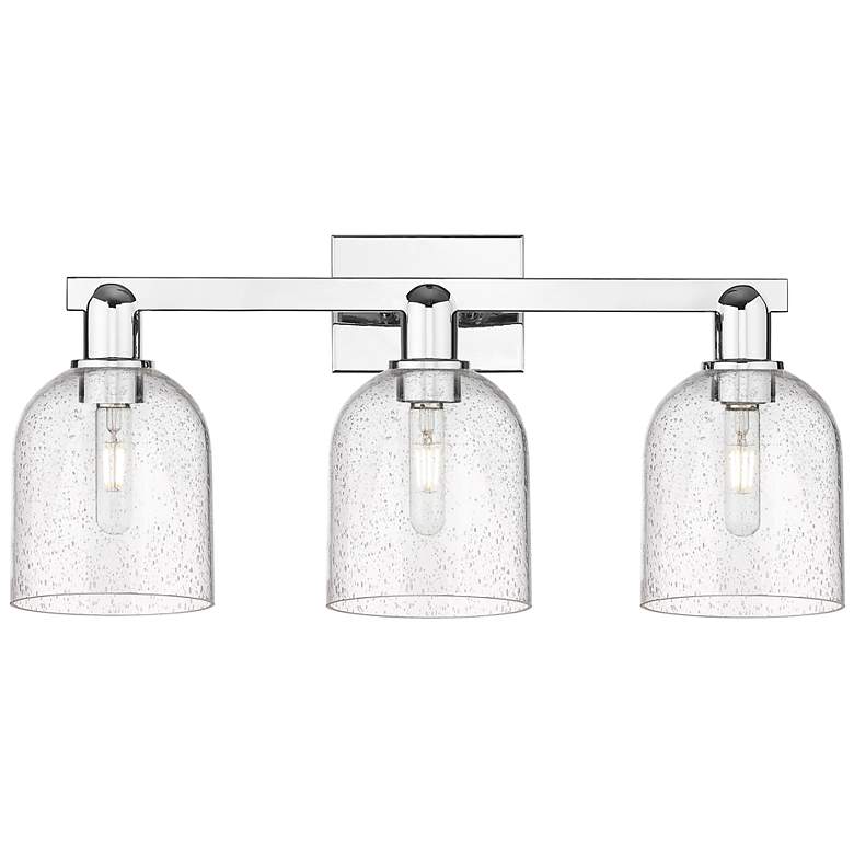 Image 1 Arcadia Bella 25"W 3 Light Polished Chrome Vanity Light w/ Seedy Shade