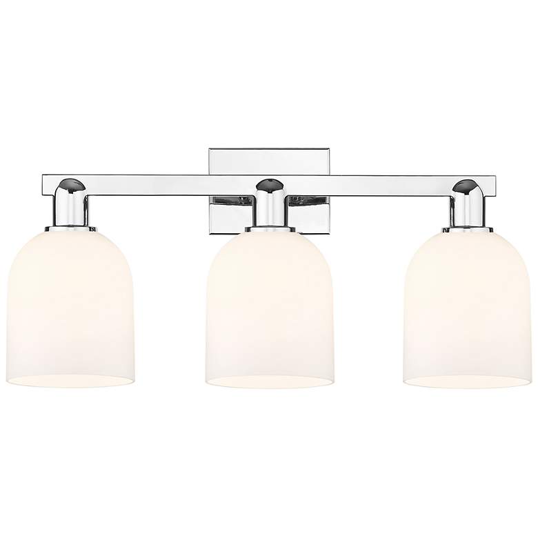 Image 1 Arcadia Bella 25"W 3 Light Polished Chrome Vanity Light w/ White Shade