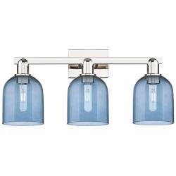 Arcadia Bella 25"W 3 Light Polished Nickel Bath Light With Blue Shade