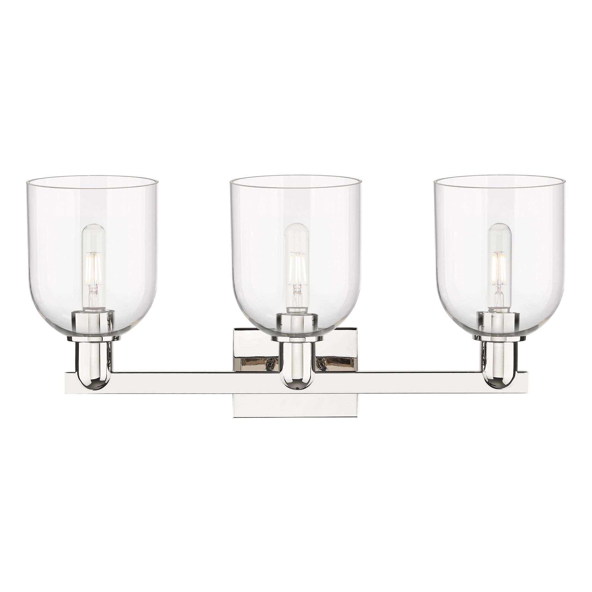 Image 2 Arcadia Bella 25"W 3 Light Polished Nickel Vanity Light w/ Clear Shade more views