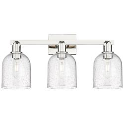 Arcadia Bella 25"W 3 Light Polished Nickel Vanity Light w/ Seedy Shade