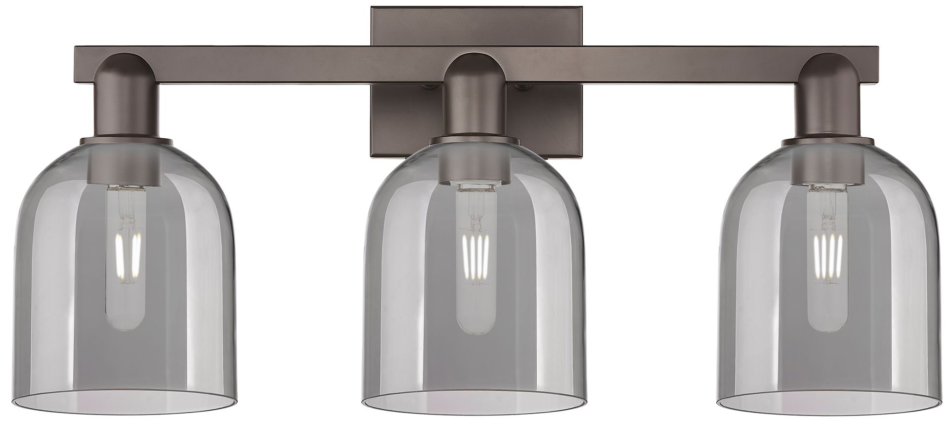 Arcadia Bella 25"W 3-Lt Oiled Bronze Bath Light w/ Light Smoke Shade