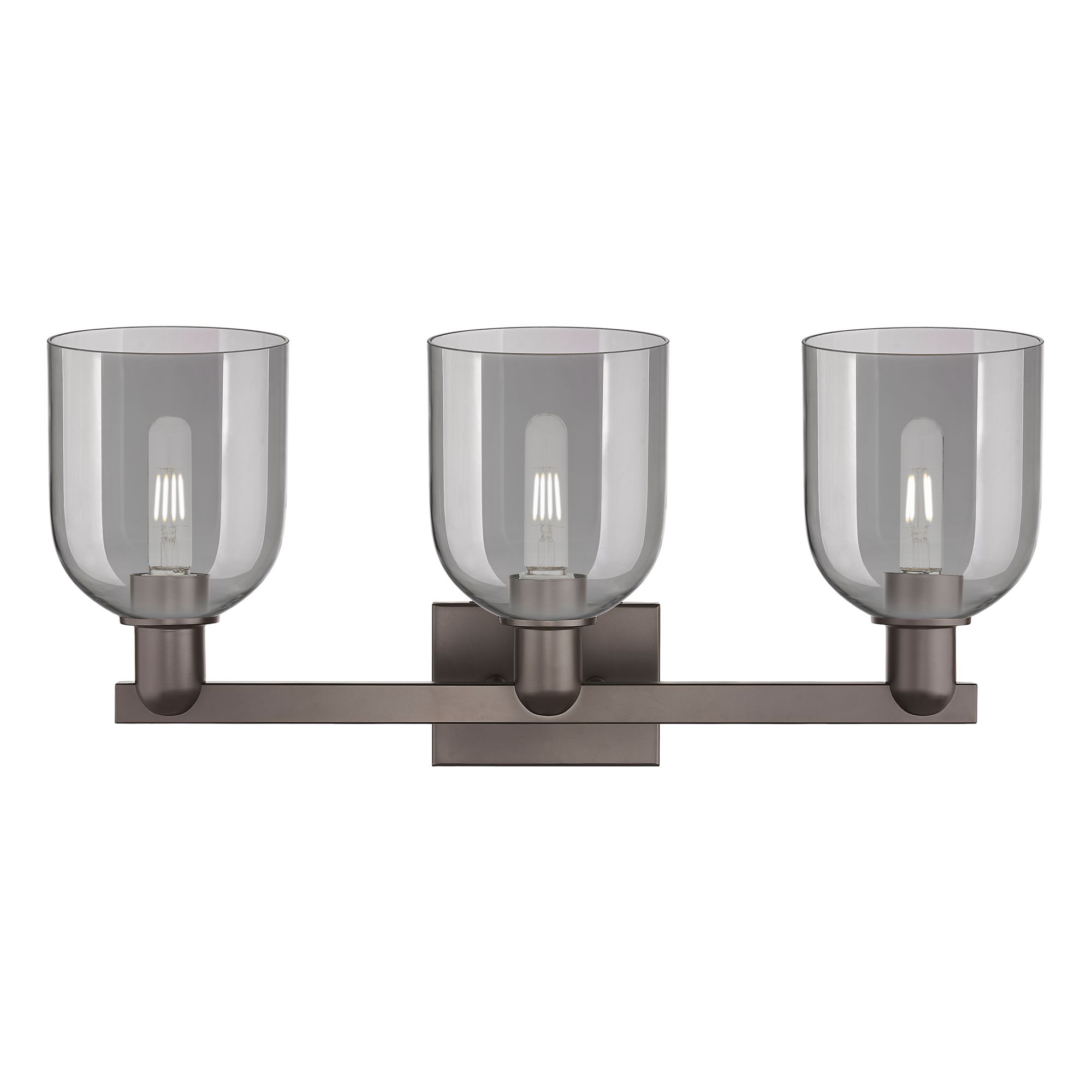Image 2 Arcadia Bella 25"W 3-Lt Oiled Bronze Bath Light w/ Light Smoke Shade more views