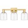 1_Arcadia Bella 25" Wide 3 Light Satin Gold Bath Light With Clear Shade