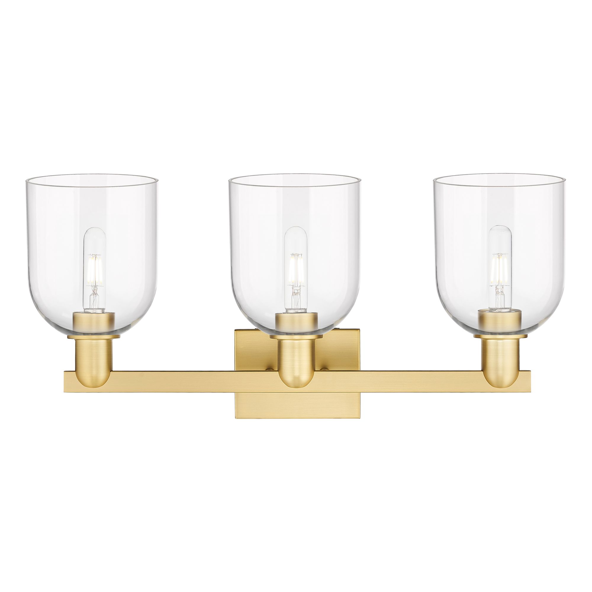 Image 2 Arcadia Bella 25" Wide 3 Light Satin Gold Bath Light With Clear Shade more views