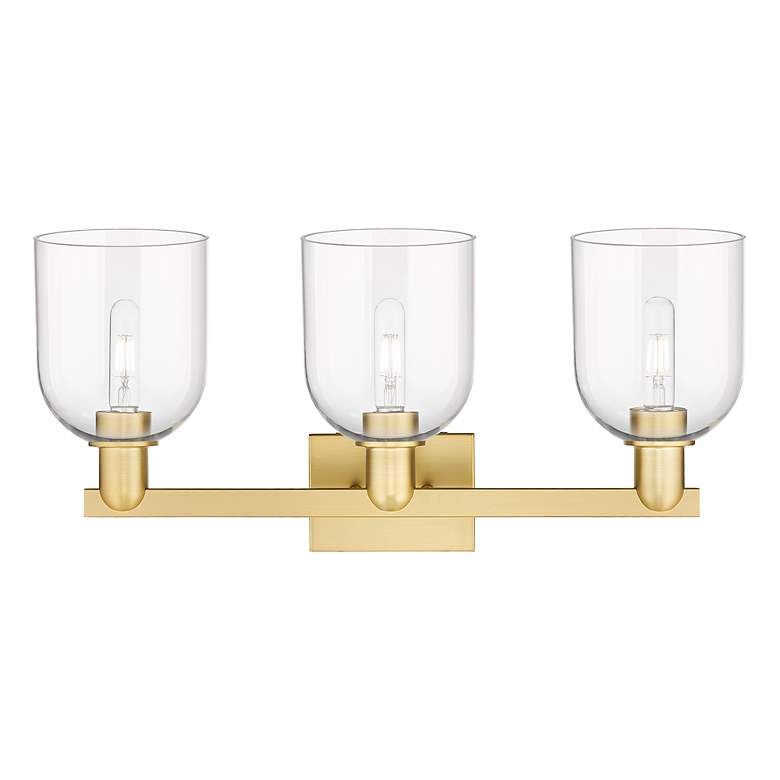 Image 2 Arcadia Bella 25" Wide 3 Light Satin Gold Bath Light With Clear Shade more views