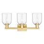 2_Arcadia Bella 25" Wide 3 Light Satin Gold Bath Light With Clear Shade more views