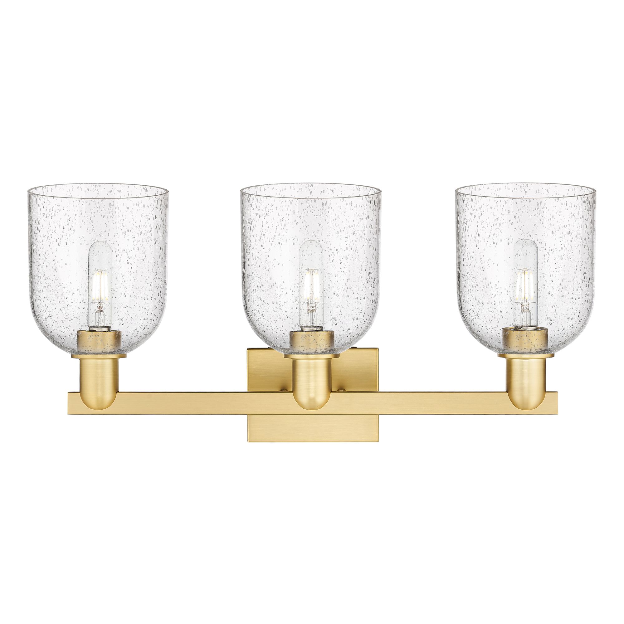 Image 2 Arcadia Bella 25" Wide 3 Light Satin Gold Bath Light With Seedy Shade more views