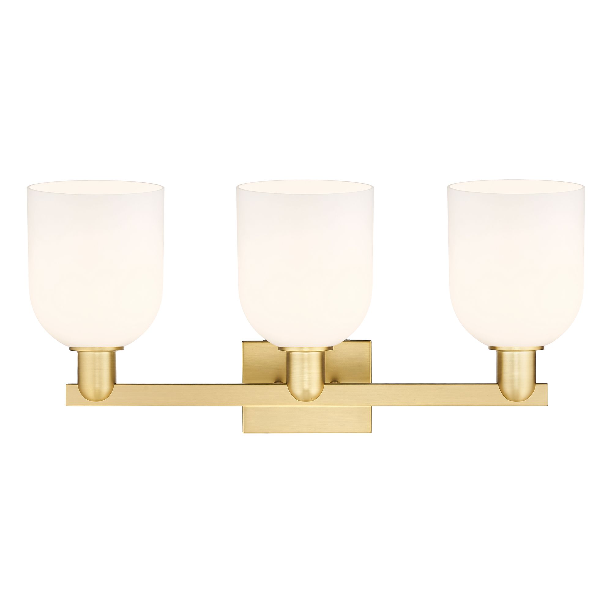 Image 2 Arcadia Bella 25" Wide 3 Light Satin Gold Bath Light With White Shade more views